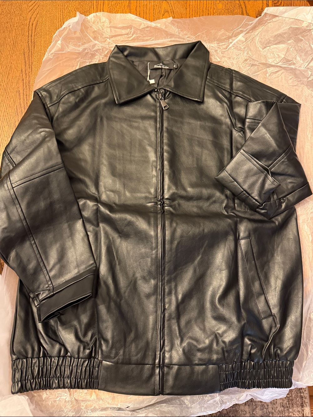 Women's Black Leather Bomber Jacket - Classic Zip Front